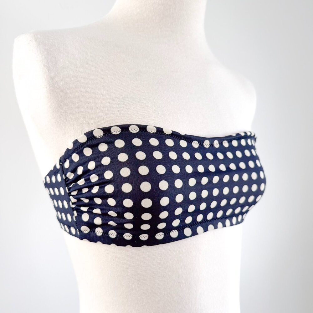 J. Crew Polka Dot Bandeau Bikini Top XS Navy Blue